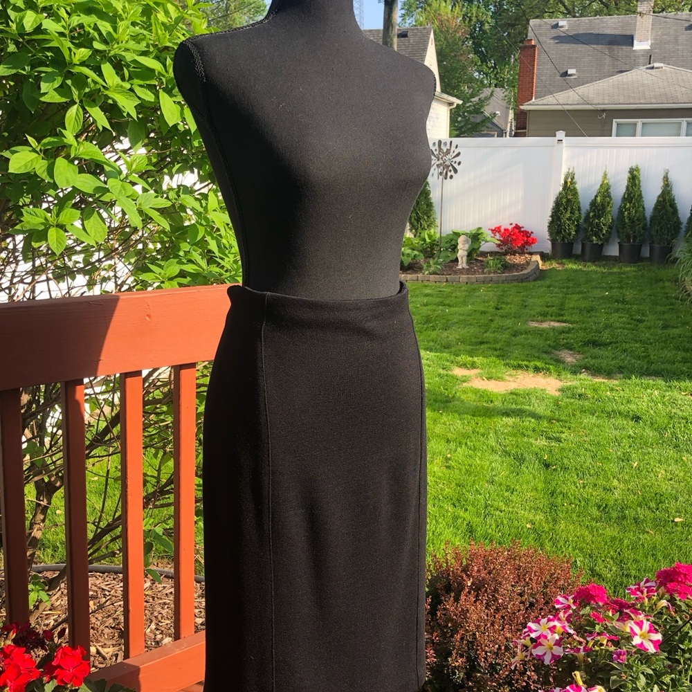 Black Midi Pencil Skirt for Work